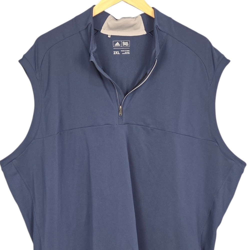 Adidas Golf 1/4 Zip Vest Mens XXL Blue Mock Neck Sleeveless Pullover Performance